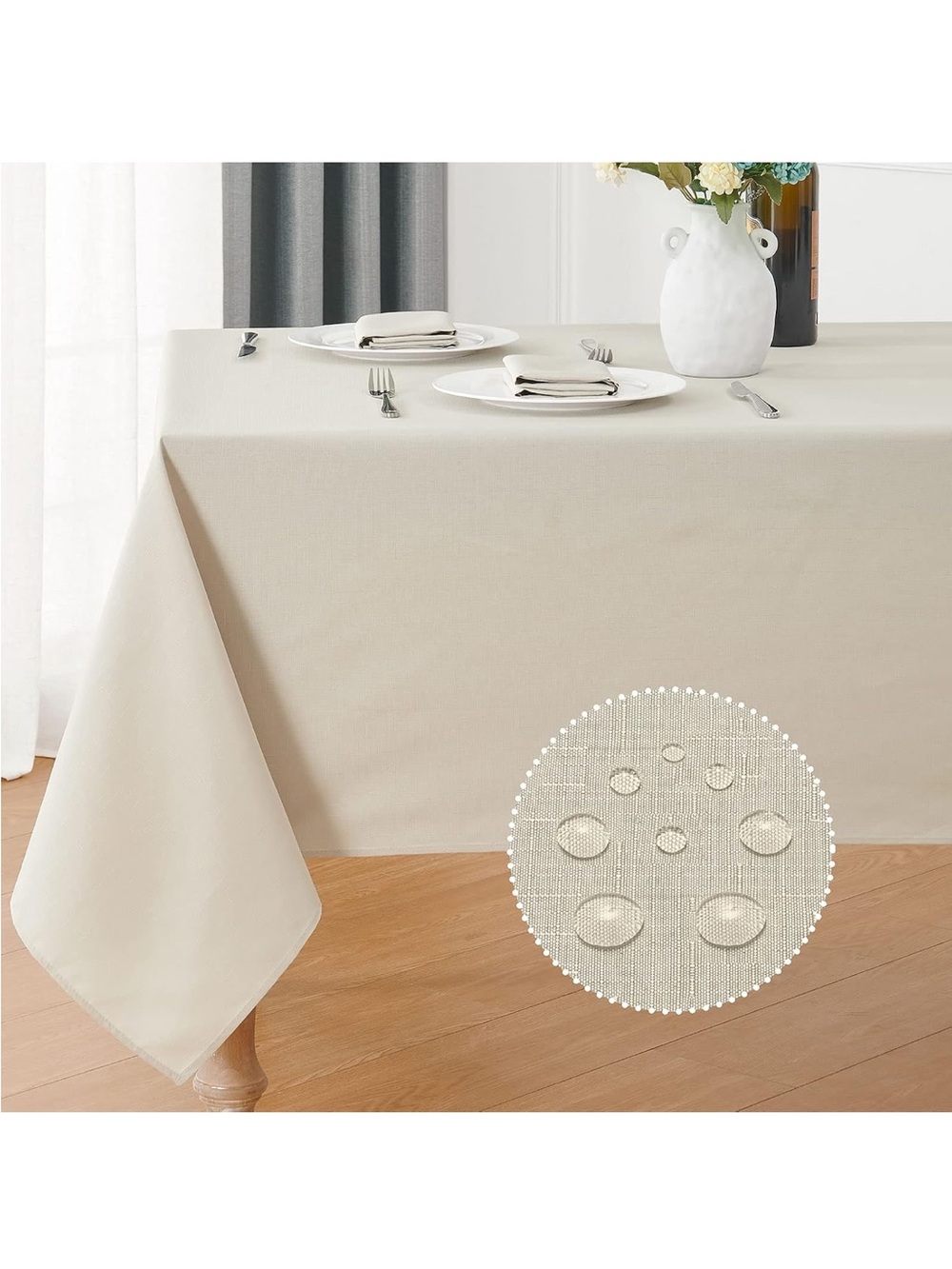 NEW Rectangle Tablecloth 60x120” Linen Textured Stain/Wrinkle Resistant Washable